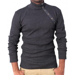 Charcoal High Neck Buttoned Sweat Shirt